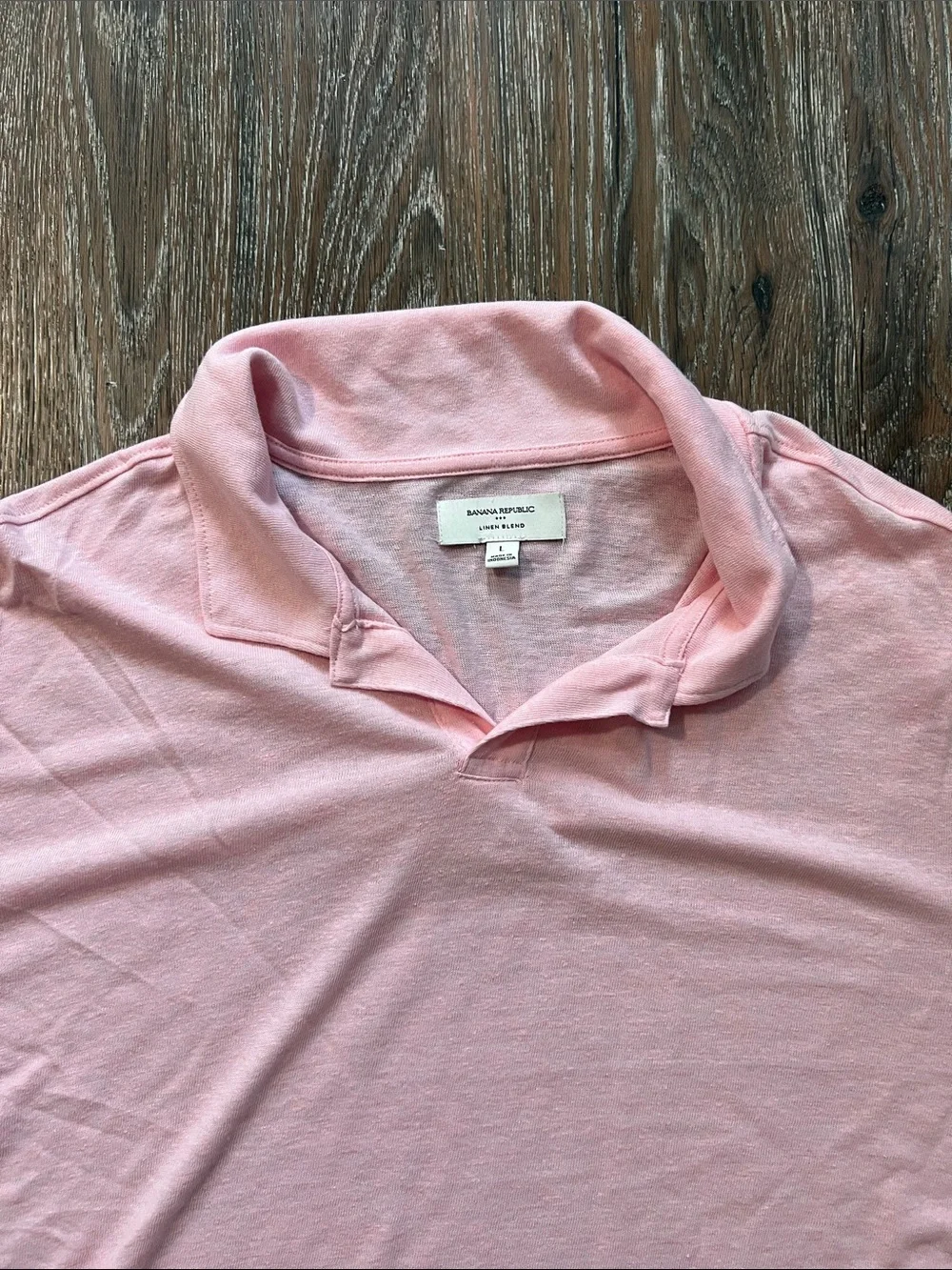 Banana Republic Men's Linen Blend Pink Polo Shirt